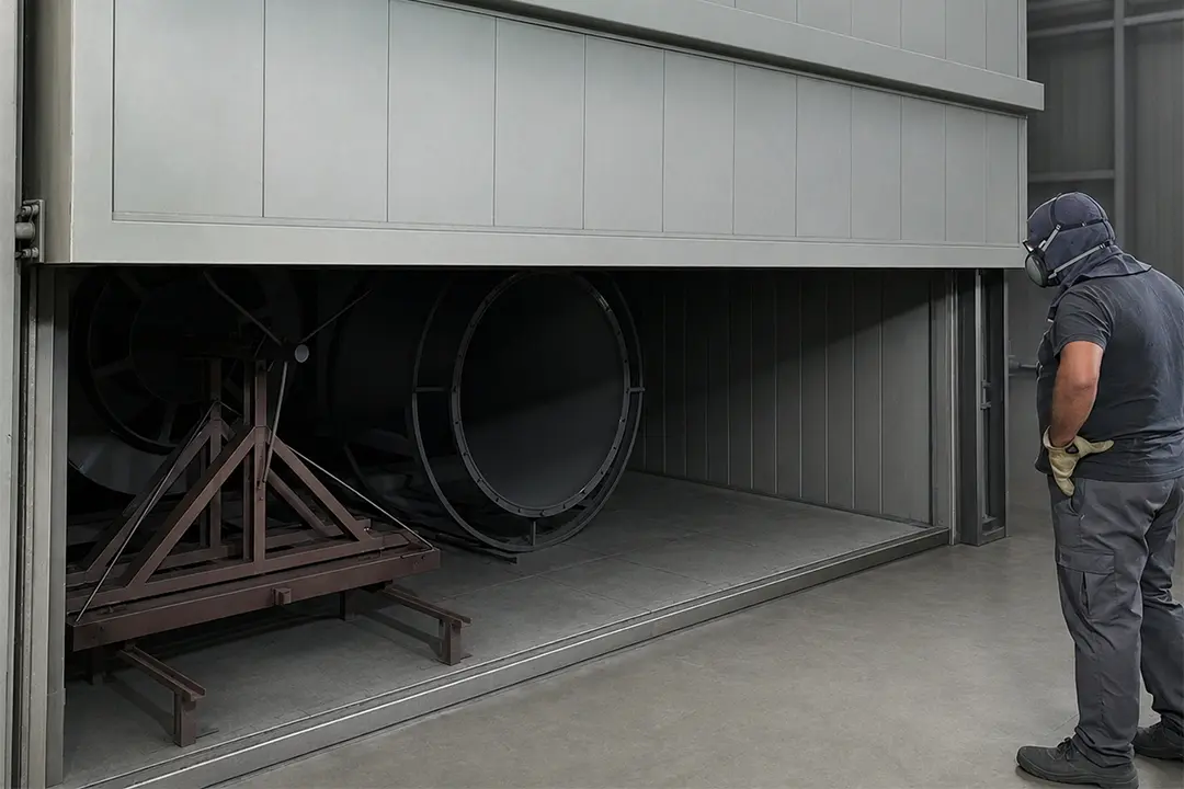 Aplicação de revestimento em componentes industriais nas instalações da Flupol